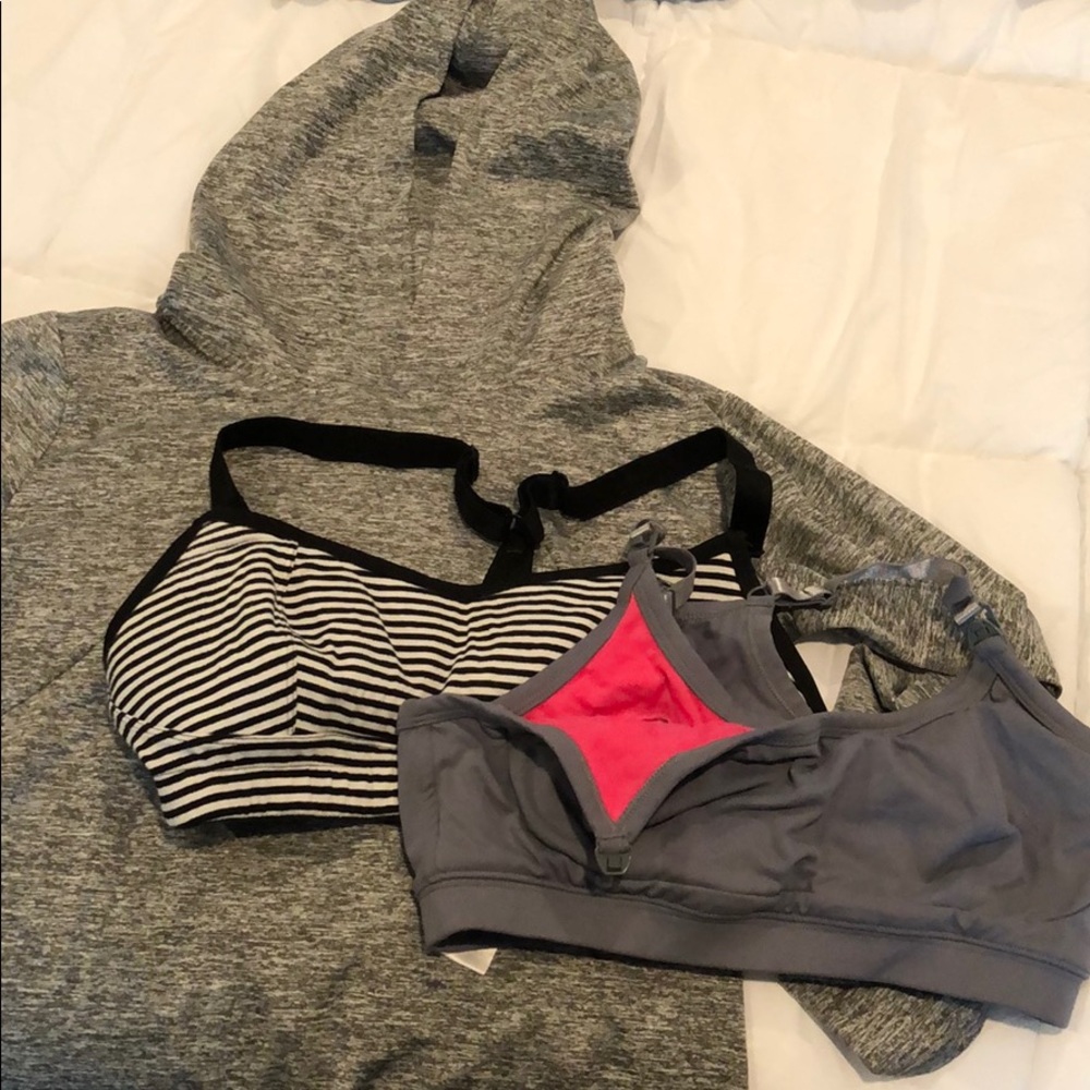 Cadenshae nursing bundle: hoodie, 2 bras, top